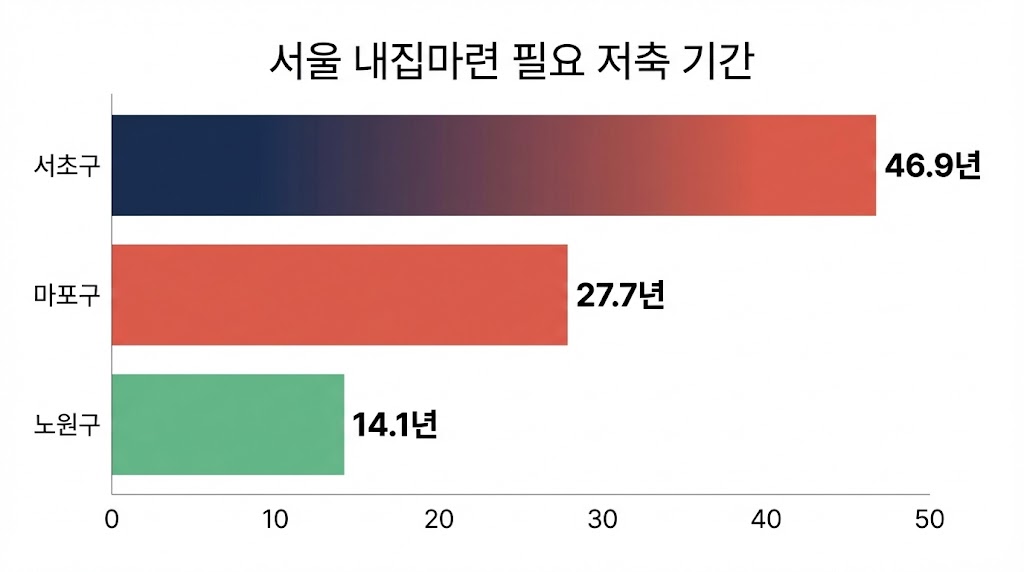 서울 지역별 집값 저축 기간 비교